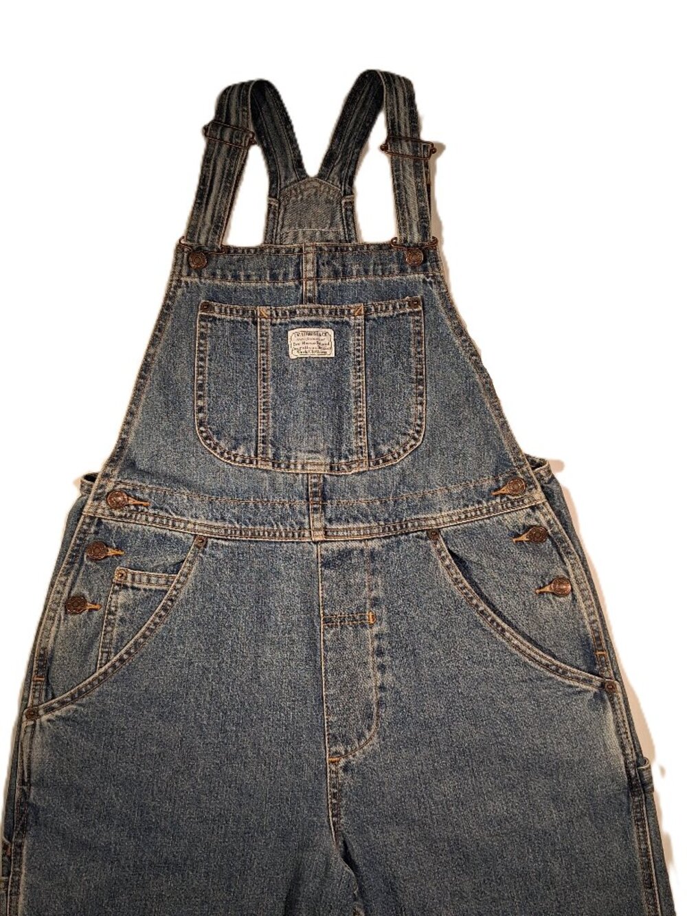 LEVI'S Two Horse Denim Overalls sz 6-8 Vintage 80's Made USA Faux Fly EXC